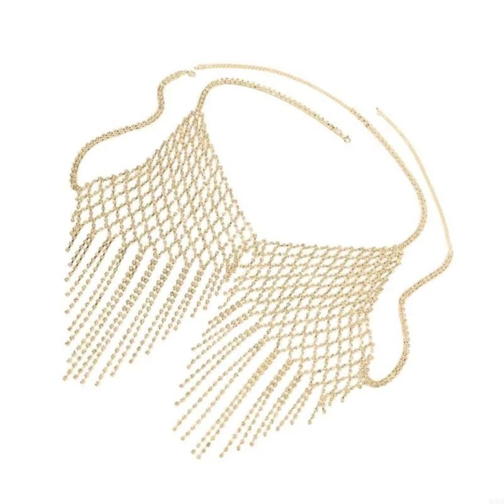 Fashion Tassel Bra Chain for Crop Top Luxury Mesh Body Chain Jewelry Crystal Lingerie  Women