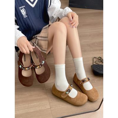 Round Head Shallow Mouth Flat Sole Shoes Women's Autumn Skirt Mary Jane Shoes