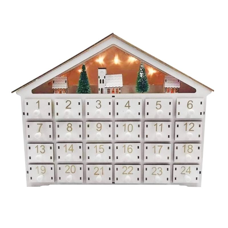 Buy Wooden House Christmas Countdown Advent Calendar with 24 Drawers ...