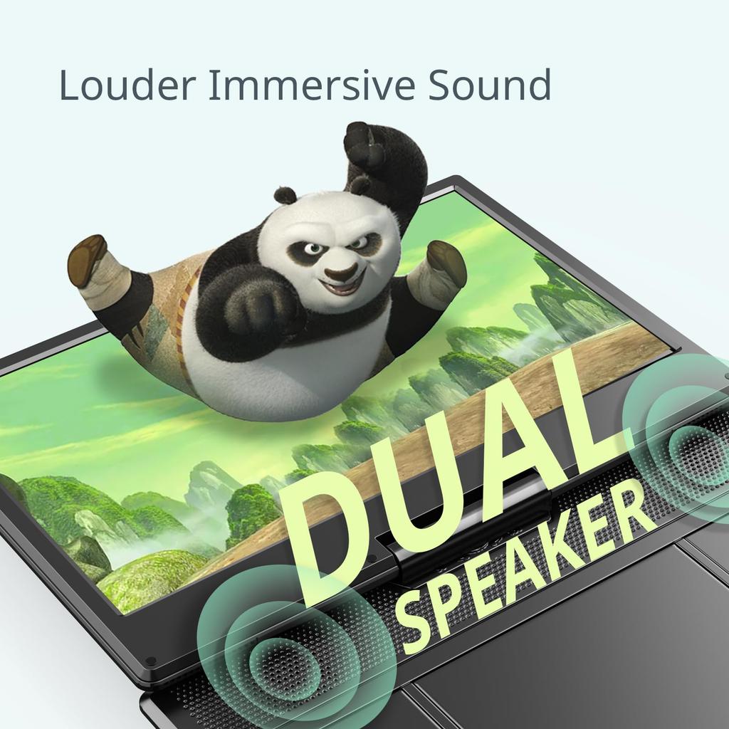 Yoton Portable DVD HD LCD Dual Hours of Playback and Bidirectional Folding No Region Card AV TV Last Play Memory Perfect for and Home Use Not Player,