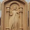 Hölzerne Jesus-Statue Handgefertigtes Mini-Triptychon Himmel Christliche Dekoration Religiöses Geschenk für Zuhause Büro Kirche Schule Dekoration
