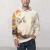 Men's Cat Graphic Print Hoodie Casual Long Sleeve Hoodie for Outdoor Warmth