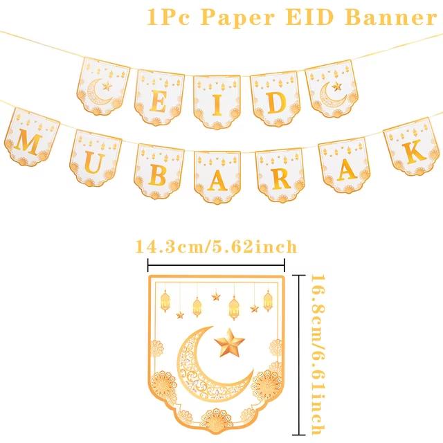 EID Mubarak Paper Banner Garland for Islamic Muslim Party Home Decoration 2025 Ramadan Kareem Hanging Ornaments Bunting Gift
