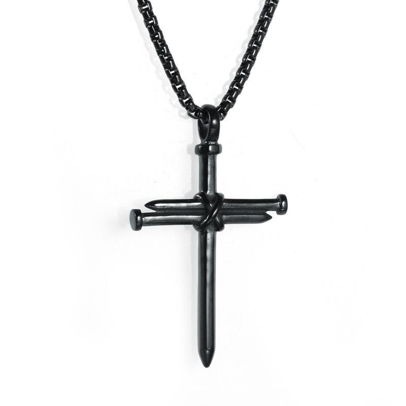 Hip-Hop Men's Trendy Stainless Steel Chain Cross Pendant Necklace - Punk Rock Style  Accessory