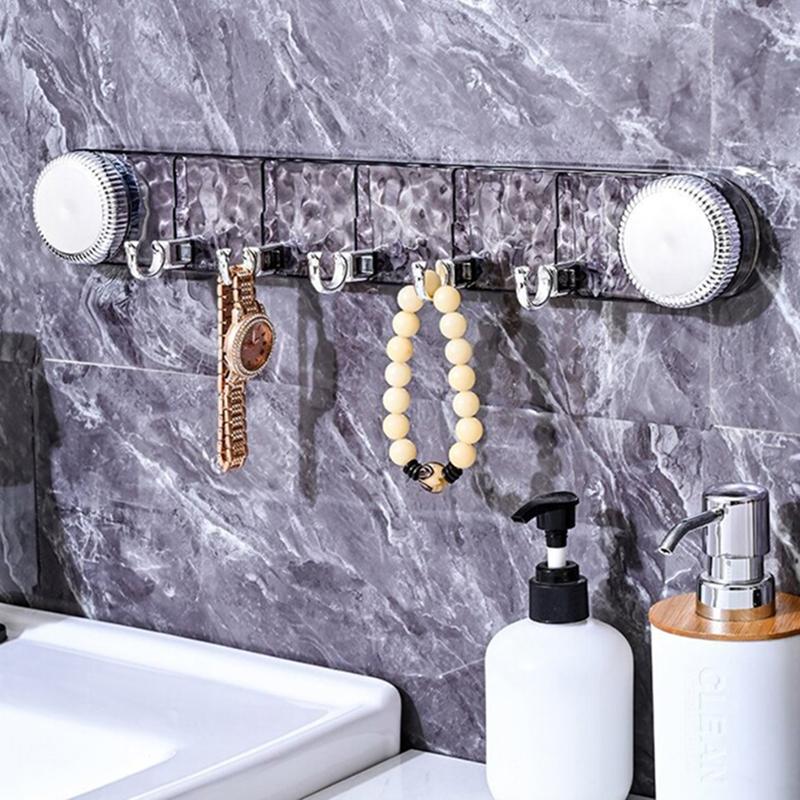 5 Haken Drehbarer Saugnapfhaken Stanzfrei Stark Tragfähig Badezimmer Handtuchhalter Wandmontiert Wellenförmige Reihenhaken