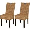 Dining Chairs - vidaXL - Set of 2 - Kubu Rattan - Mango Wood - Contemporary Style