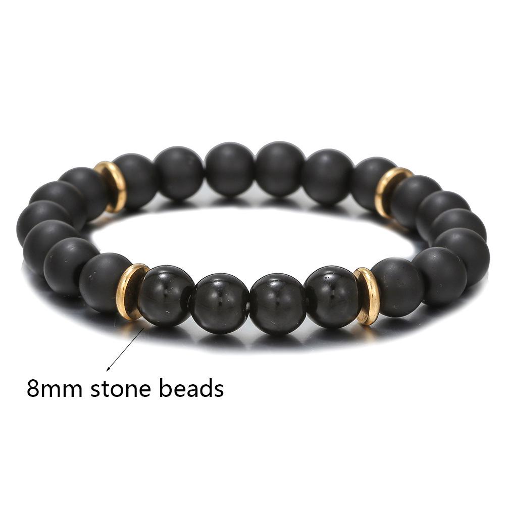 Volcanic and Black Iron Stone Couple Bracelets - Shining Gemstone Style.