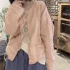Woman Winter Niche Vintage Long Sleeves Casual Coat Fashion Single Breasted V-Neck Solid Color Coat