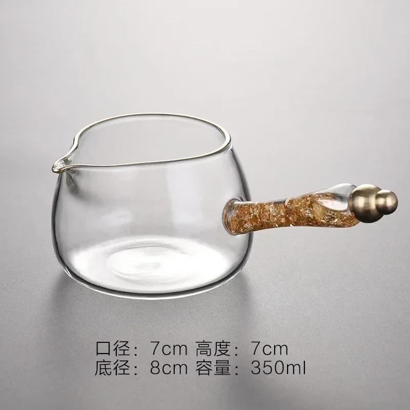 Glass Tea Jug Chinese Kung Fu Tea Set Accessory Water Pitcher Wood Side Handle Teapot Heat Resistant Teaware Coffee Milk Pot