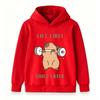 Kids Boys Girls Hooded Pullover Sweatshirt, Cute Capybara Lift First Chill Later Graphic Casual Soft Long Sleeve Hoodie For Daily Workout Playwear