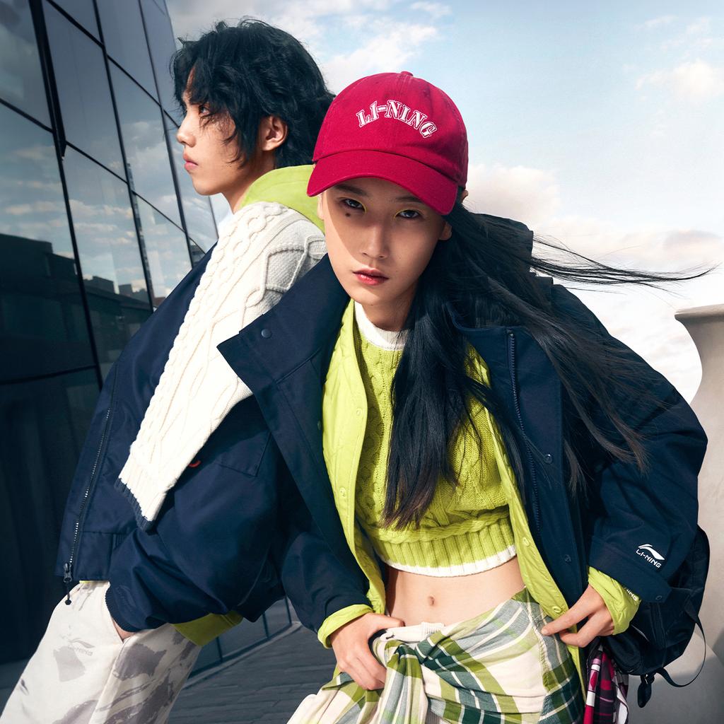 Li Ning Sports Fashion Series Eastern Show Style Letter Baseball Collar Zipper Winter Casual Versatile Short Cotton Jacket Men Jacket AJMU185-2