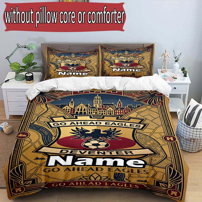 3pcs Duvet Cover Set (1*Duvet Cover + 2*Pillowcase, Without Core), Custom Name Go Ahead Eagles Pattern Bedding Set, Home Bedroom Decor Gift