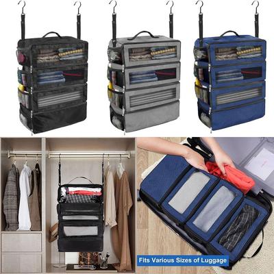 Multi-Layer Foldable Clothes Storage Bag with Hook Waterproof Travel Clothes Organizer Multifunctional Portable