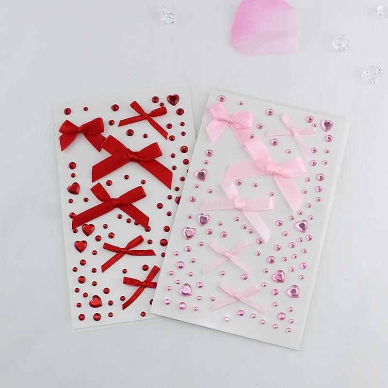 Valentine's Rhinestone and Organza Ribbon Face Stickers for Eye Makeup Decoration