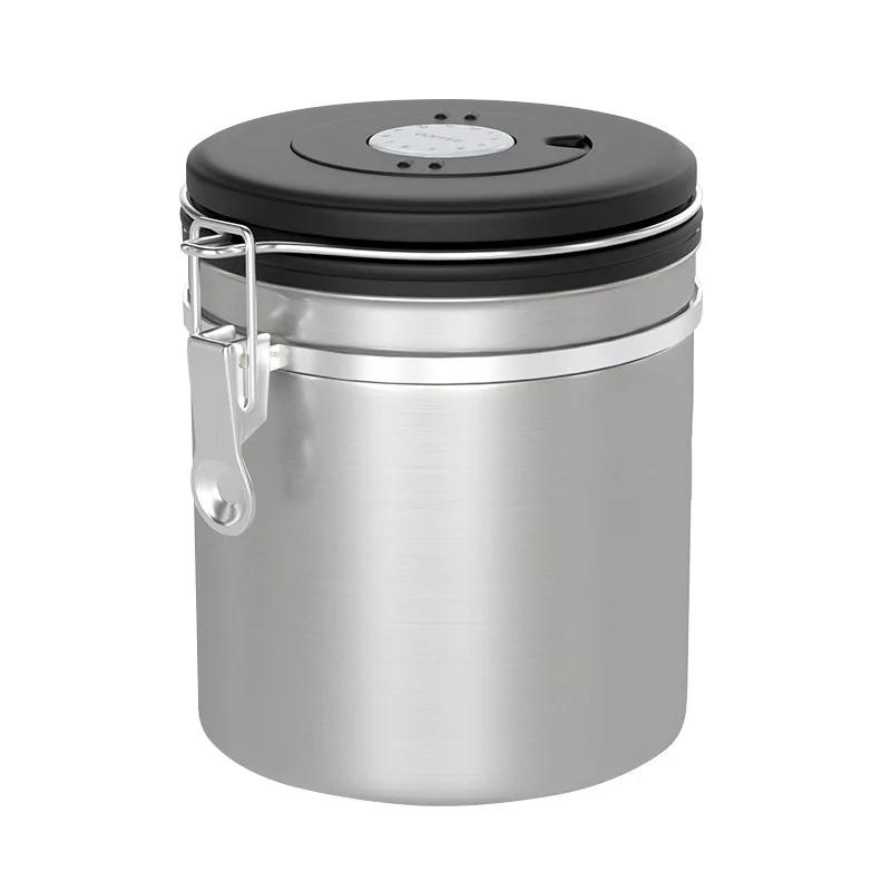 Coffee Canister Stainless Steel Airtight Coffee Bean Airtight Can Dry Fruit Tea Can Kitchen Food Storage Container with Scoop 1200ML