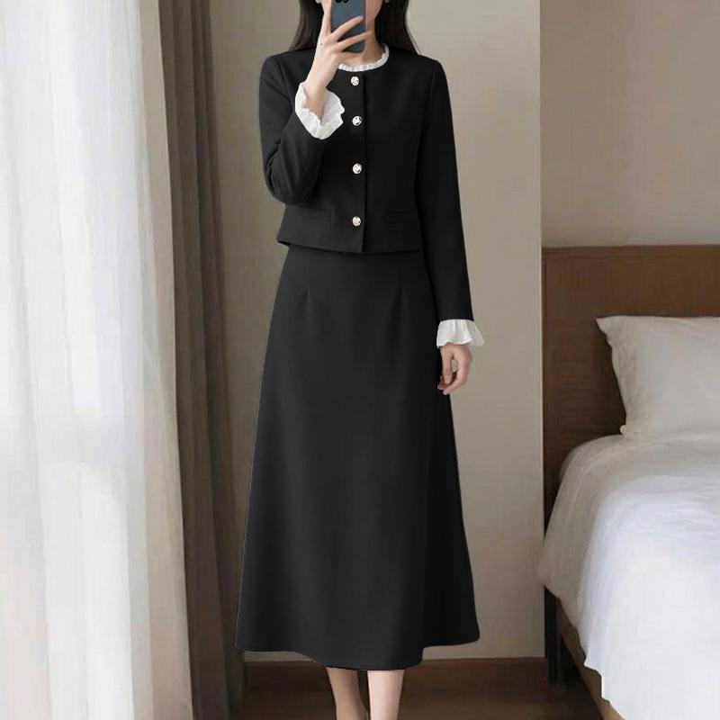 ZANZEA Damen Langarmbluse und Röcke Lässige zweiteilige Anzugsets