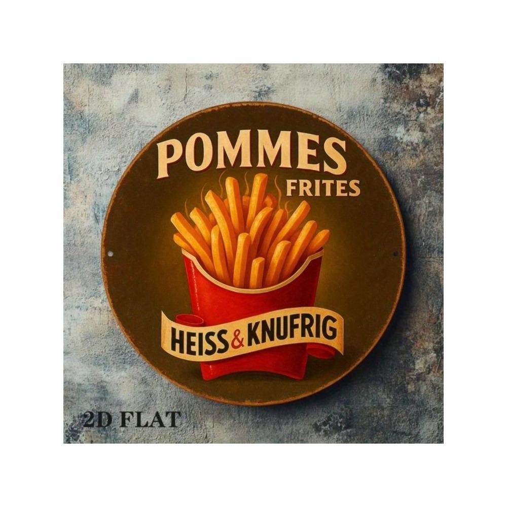 Vintage Metal Sign Pommes Frites Wall Art Decor for Cafe Bar Restaurant