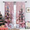 2pcs  Sweet Pink Snowman Pattern Curtains   Cute Design Light - Filtering Polyester Curtains for Christmas Home Windows