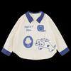 Boy's Soft Breathable Cartoon Color-Block Long Sleeve Shirt