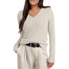 Women's Cable Knit V Neck Sweater Lightweight Soft Pullover Sweaters
