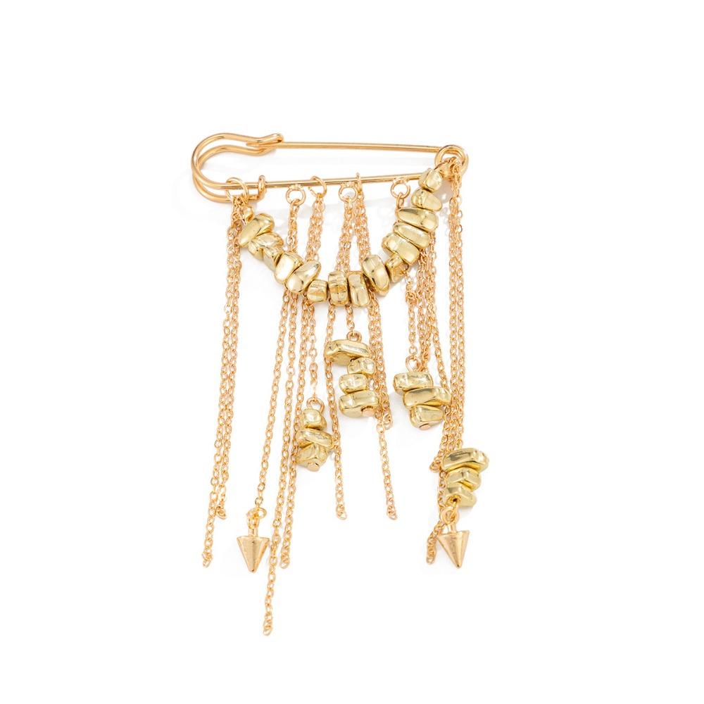 

Multi-Functional Lady Chain Tassel Brooches Handmade Irregular Beaded Chain Pin Elegant Trendy Vintage Metal Tassel Brooch золотий