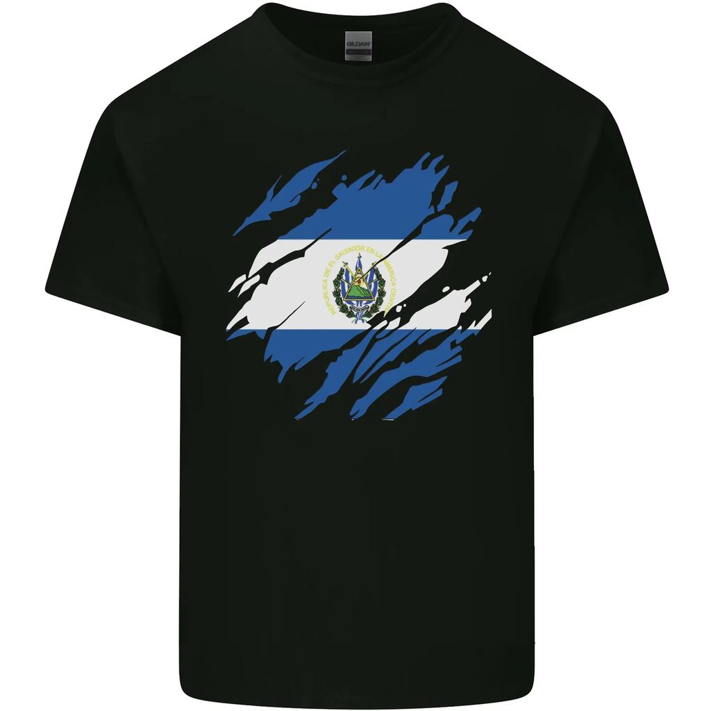 Torn Salvador Flag Salvadoran Day Football Kids T-Shirt Childrens
