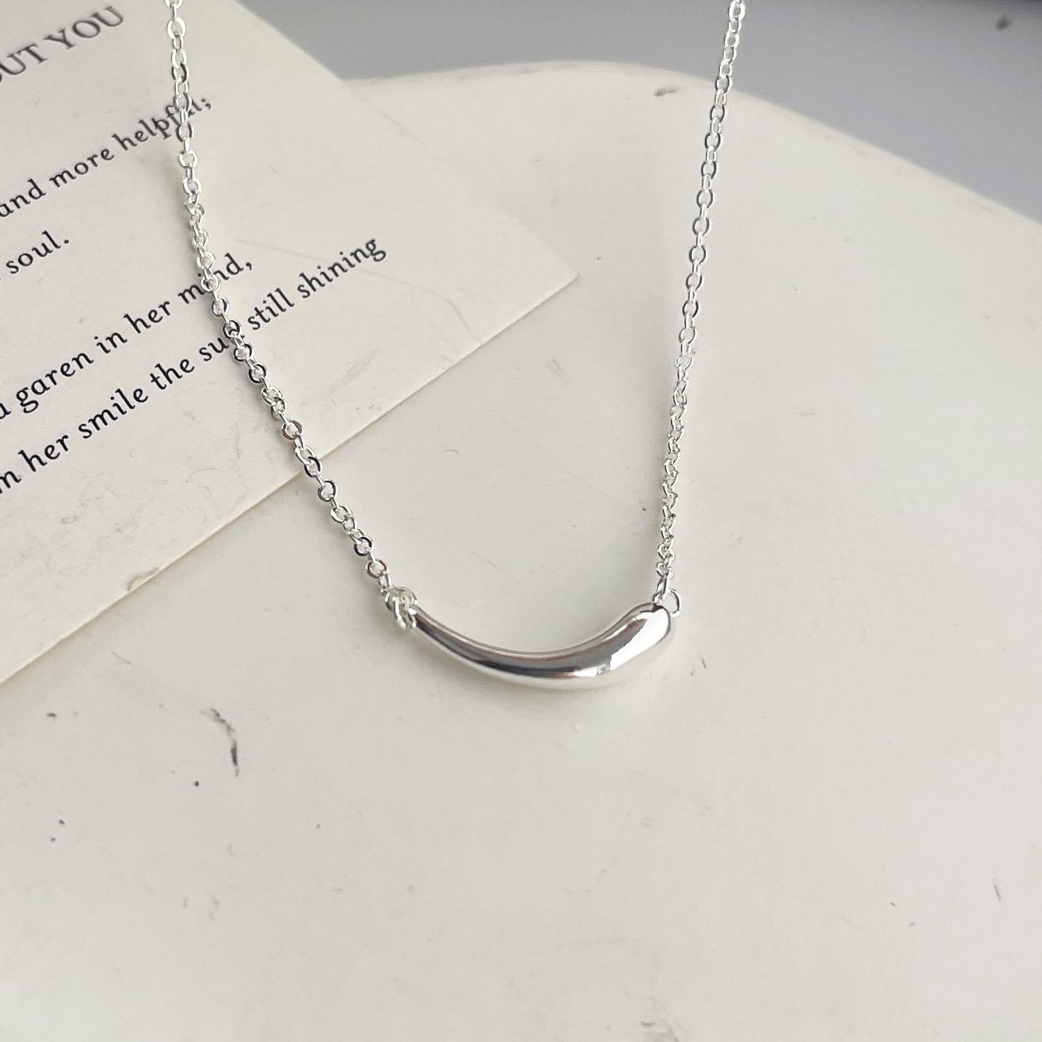 

S925 Sterling Silver Necklaces For Women Simple Chain Fashion Minimalist Pendant Necklaces Geometric Moon Necklace Birthday Gift