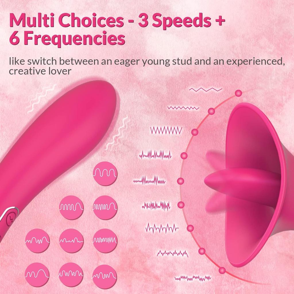 2 In 1 G-spot Vibrator Sex Toy for Women with Tongue Licking Nipples Clit Clitoris Stimulator Powerful Vibration Adults Toy
