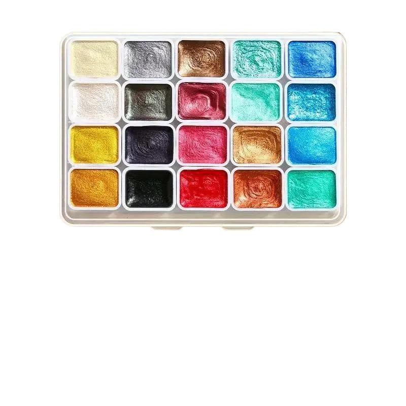 20-180Colors Metal Watercolor Painting Set, New Portable Box With Sparkling Pearl Solid Watercolor Painting, Art Supplies
