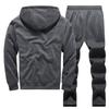 Autumn Winter Fleece Suit Men's Tracksuit Lamb Cashmere Sportwear Casual Warm Hooded Jacket+Pants Set
