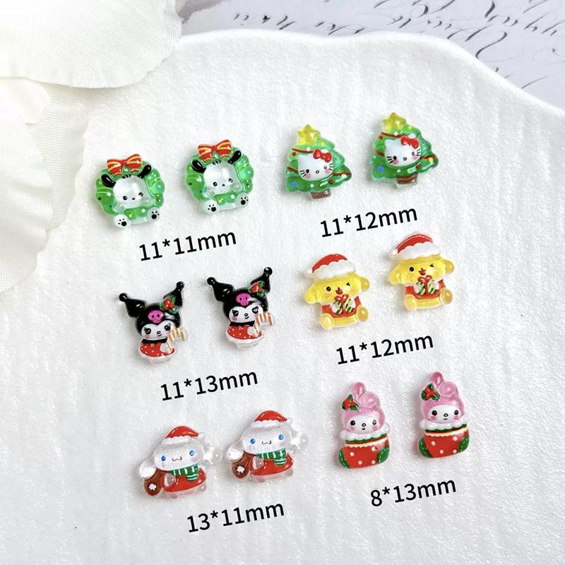 60 New Mini Cute Mixed Christmas Cartoon Animal Series Resin Flat Back Diy Nail Decoration Accessories Holiday Gift A135