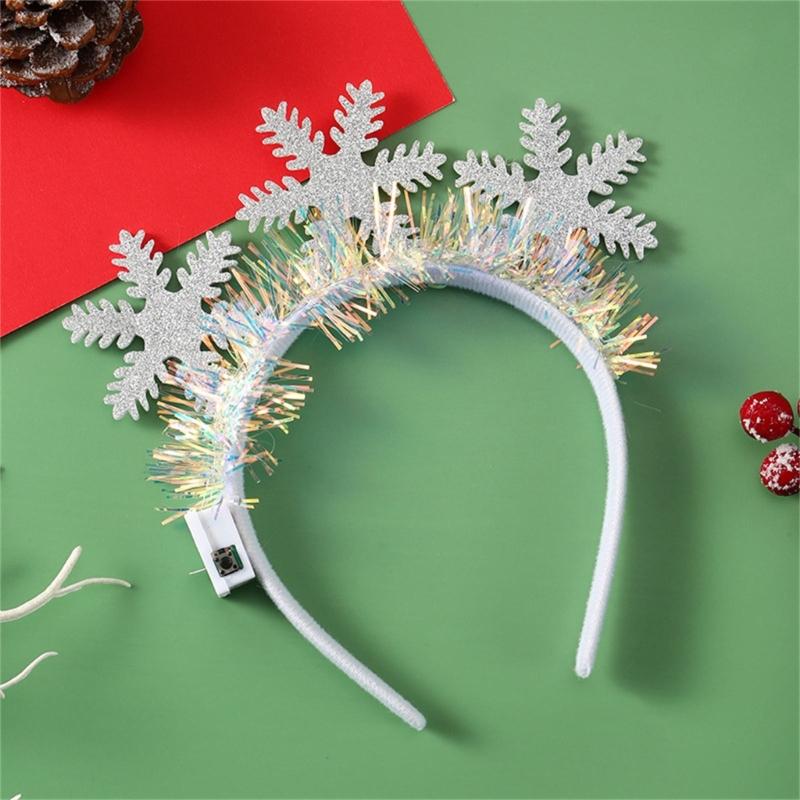 Flashing Christmas Headband with Built-in LED Light New Year Headgear Festive Hair Accessories for Holiday Parties