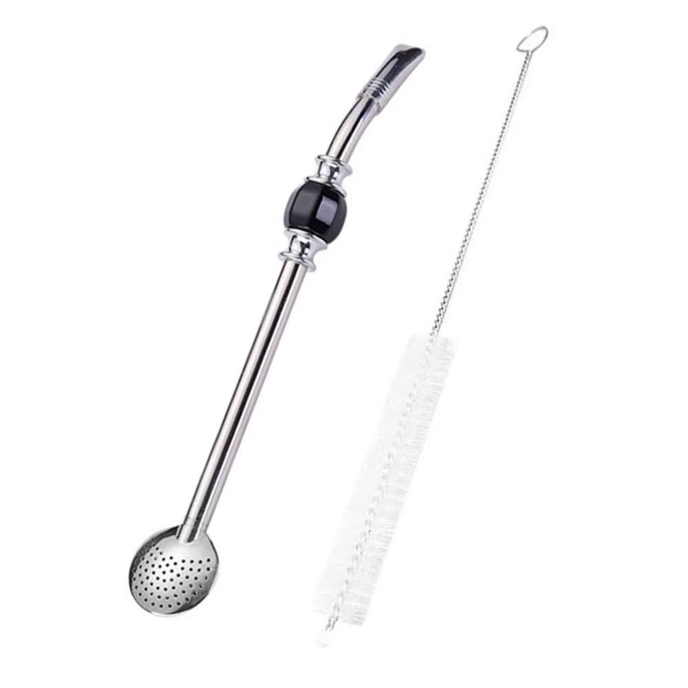 Removable Stainless Steel Straw Reusable Filter Spoon Straw Drinking Straw Spoon  Tea Drinking