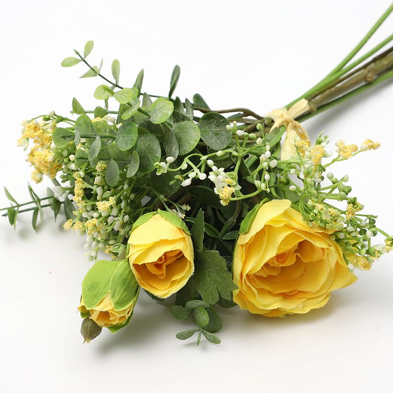 Simulation dew lotus gypsy bouquet fake flower bridal bouquet home decoration жёлтый
