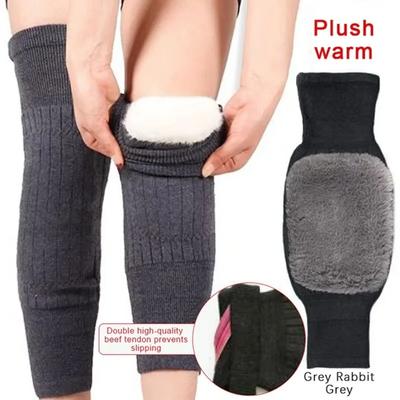 1 Pair Rabbit Fur Knee Pads for Women Winter Warm Men Old People Cold Leg Arthritis Kneepad Knee Support Run Knee Protector