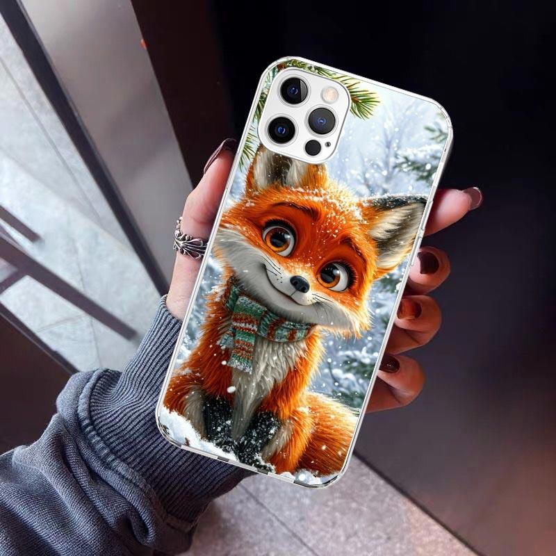 Animal Fox Phone Case For iPhone 17 Air 11 13 Mini 14 15 Plus 16 12 Pro Max 16E SE 7 8 Pattern Soft TPU Back Cover 13 12 Mini 1