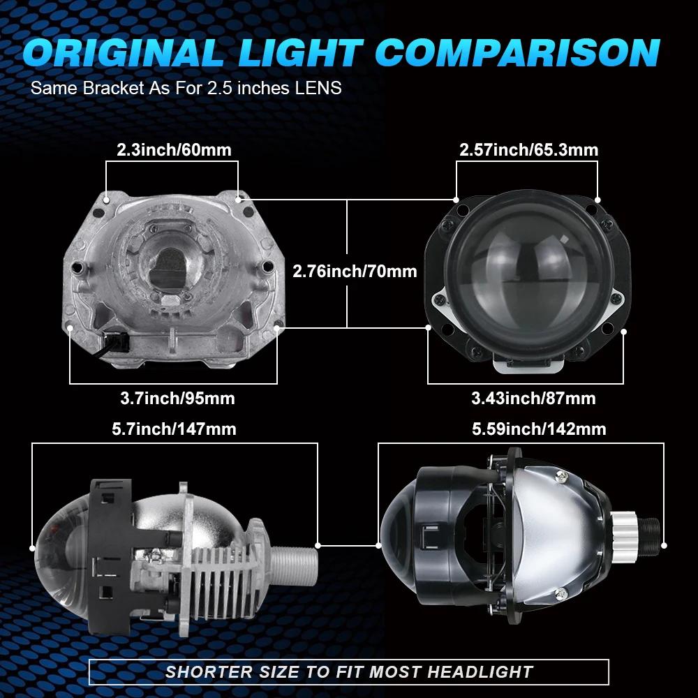 2.5 Inch Bi Led Projector Lens Led Light H4 H7 9005 9006 Car Headlight Bulb High Low Beam 6000K 100W 40000LM Turbo Tuning,2pcs.