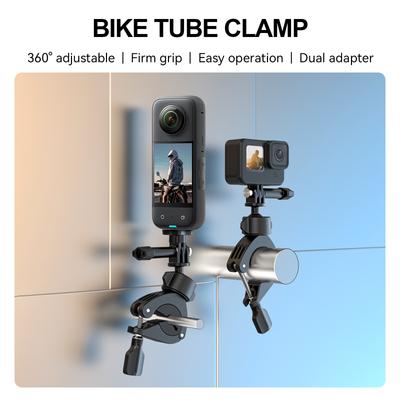 TELESIN TE-HBM-004 Supporto per fotocamera Supporto per morsetto Supporto per adattatore per manubrio per bicicletta Girevole a 360 gradi con