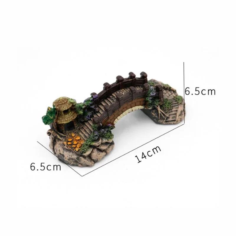 Simulation Cave Aquatic Pet Fish Resin Bridge Miniature Resin Landscapes Decoration  Accessories Ornament For Fish Tanks
