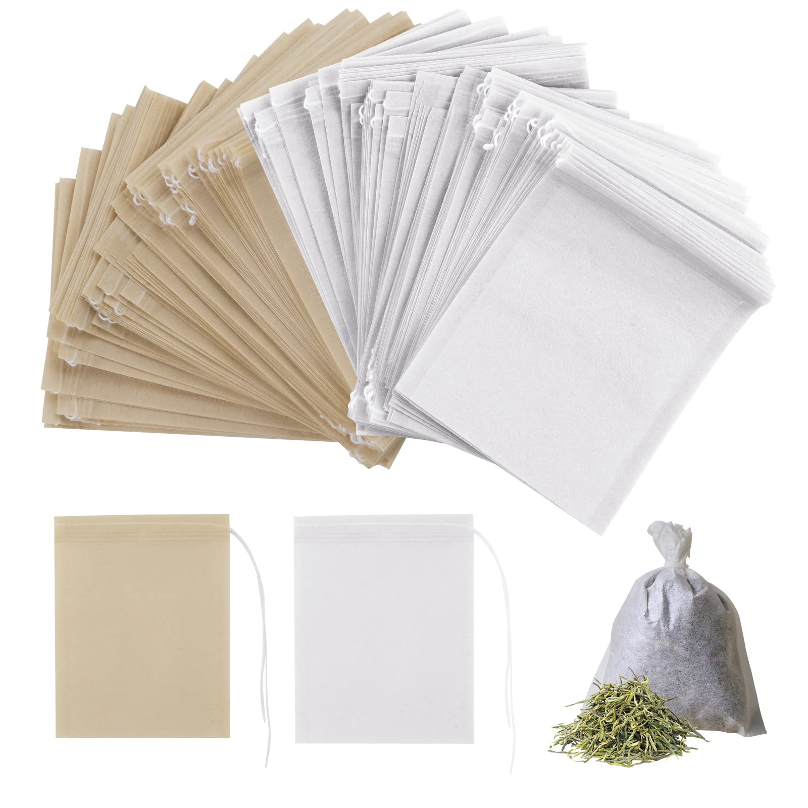 

Simpeak 200 чайных пакетиков с ниткой, одноразовый чайный фильтр, пустые фильтры для чайных пакетиков, небеленые, натуральные, для рассыпного чая и кофе (57см)