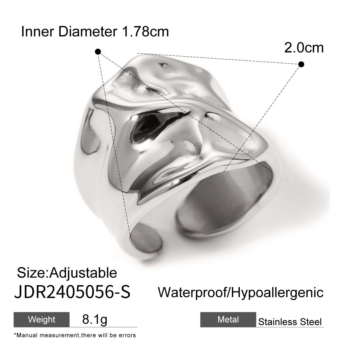 

Personality Irregular Hammered Texture Wide Opening Ring Stainless Steel Tarnish Free Charm Party Jewerly Women