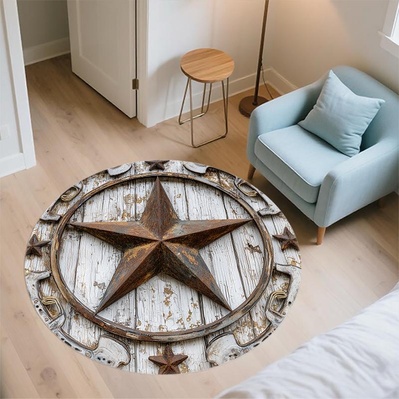 Pentagram pattern round rug,Carpet Rug for Living Room Bedroom Sofa Playroom Decor,Non-slip Floor Mat,Holiday Gifts and Birthday Gifts