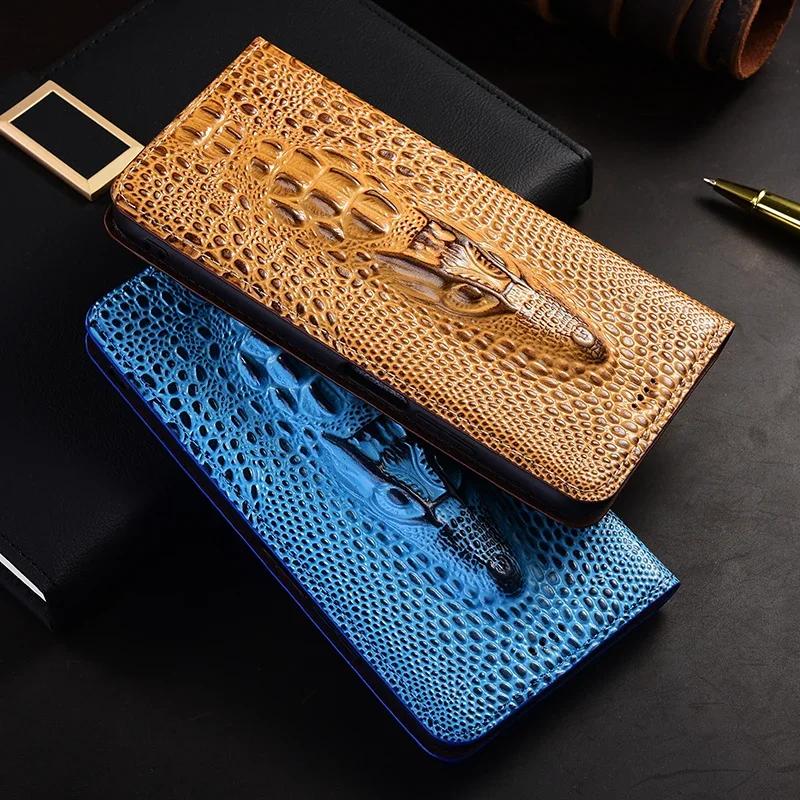 For XIAOMI Mi 15 Ultra 15Ultra 5G Flip Case 3D Crocodile Head Magnetic Cover Cowhide Genuine Leather Card Pocket Wallet Covers