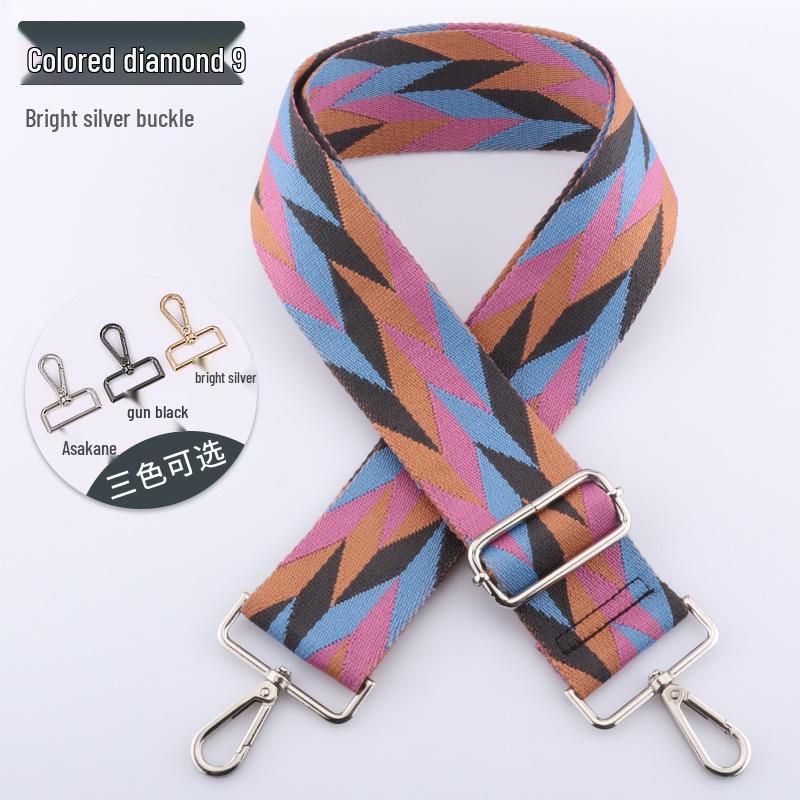 Adjustable 5cm Wide Colorful Diamond Bag Strap - Crossbody & Shoulder Strap Available