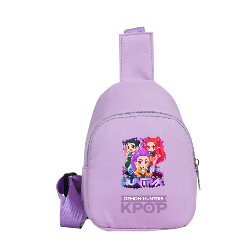 Anime Cartoon K-Pop Demon Hunters Printed Kawaii Chest Pack for Boy Girl Shoulder Bag Student Portable Crossbody Pouch Kid Gift