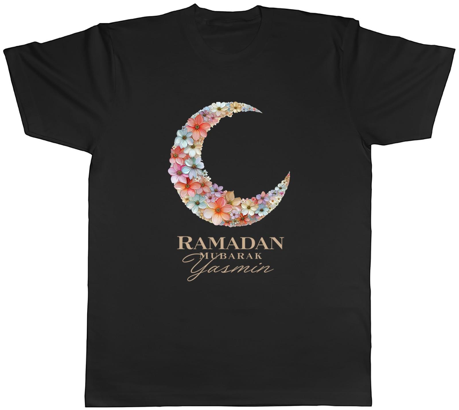 Personalised Ramadan Mubarak Flower Moon Mens T-Shirt Tee Gift Top L