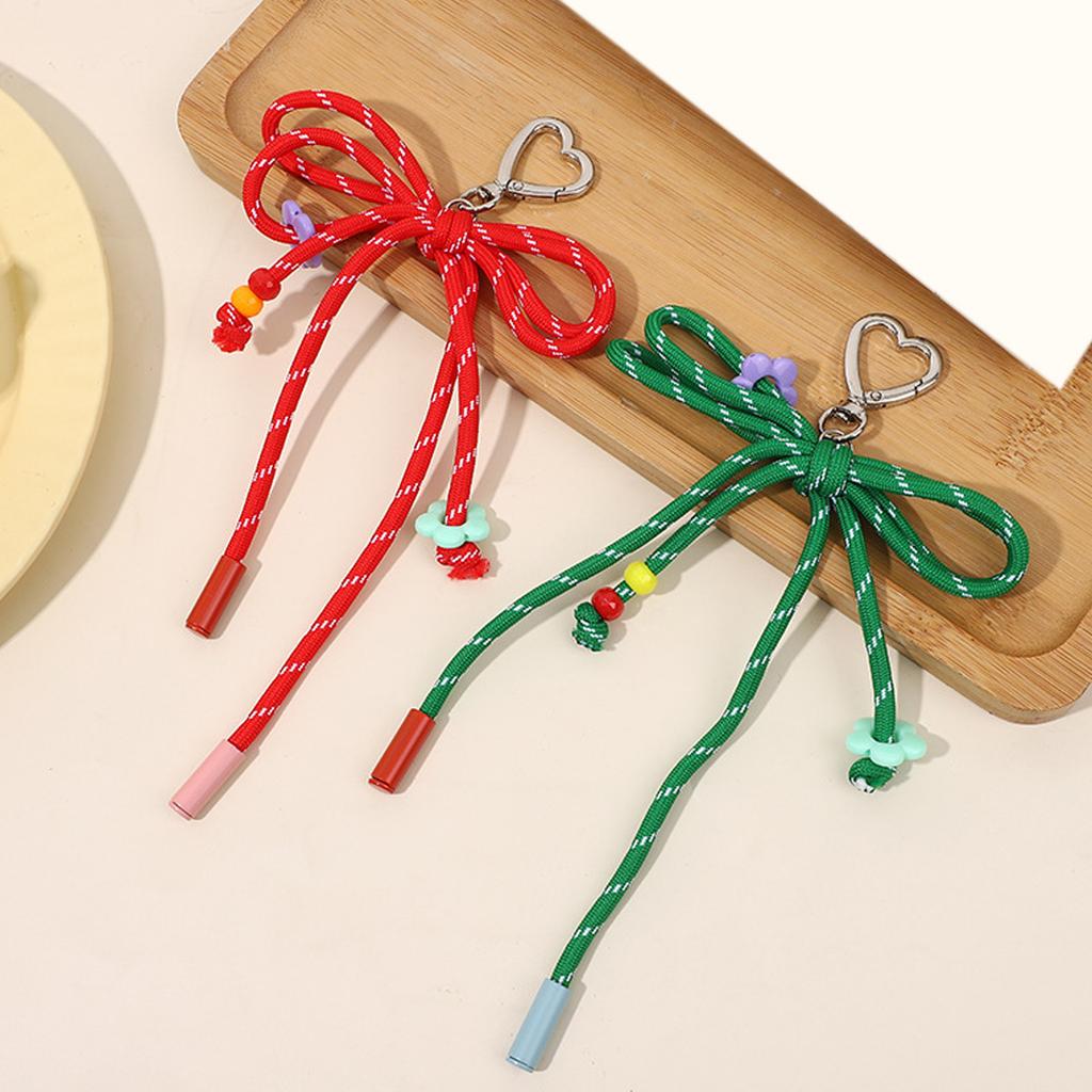 Stylish Candy Color Braided Bowknot Keyring Nylon Weaving Rope Keychain Phone Accessories for Student and Trendsetters