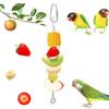 Stainless Steel Bird Food Holder Adjustable Rust-proof Bird Cage Feeder Hanging with Hook Vegetable Skewer Backyard