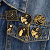 Enamel Round Retro Moon Star Dagger Accessory Party Denim Jacket Brooch Pin
