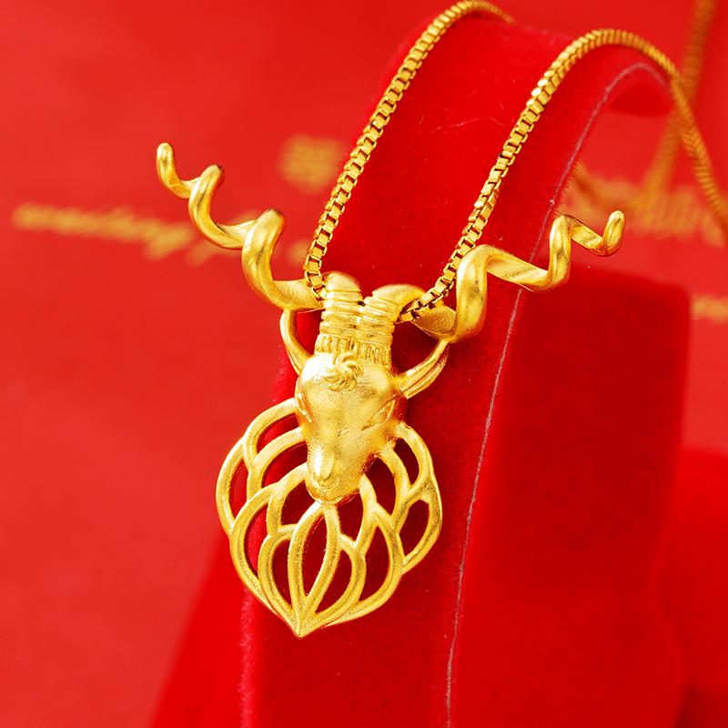 Collier Pendentif Renne Doré Polyvalent pour Femmes pour la Veille de Noël